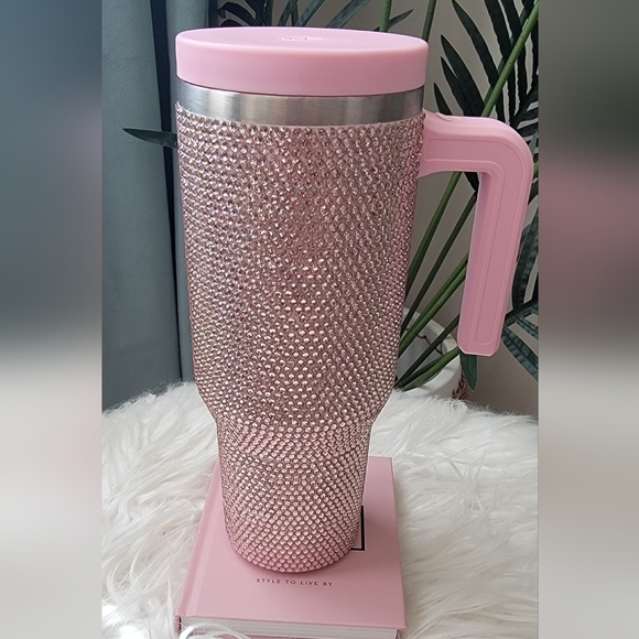 Hydrapeak Pink and Silver Rhinestone 40 OZ Tumbler - Picture 1 of 7